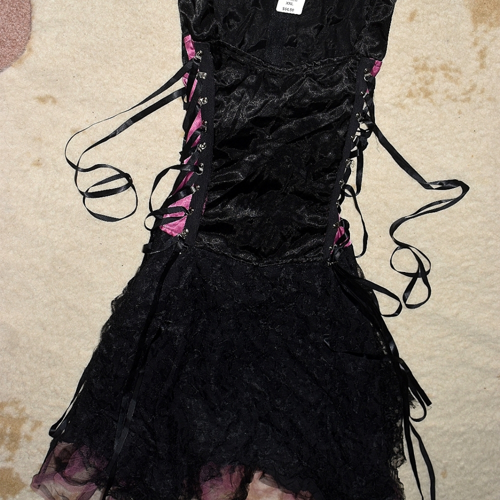 Hot Topic Black and Purple Corset Dress